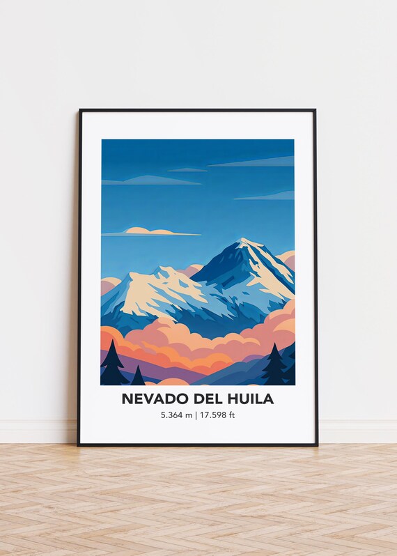 Nevado Del Huila Print Mountain Illustration Art
