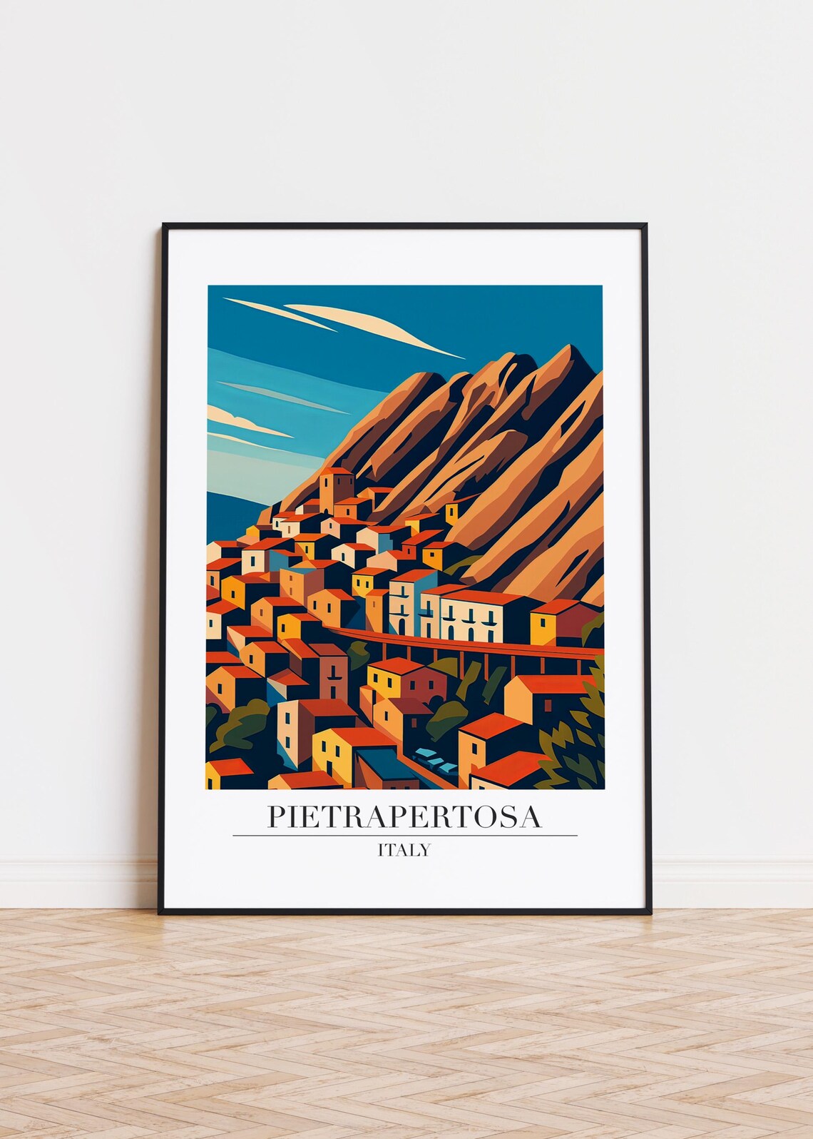Pietrapertosa Italy Modern Travel Poster