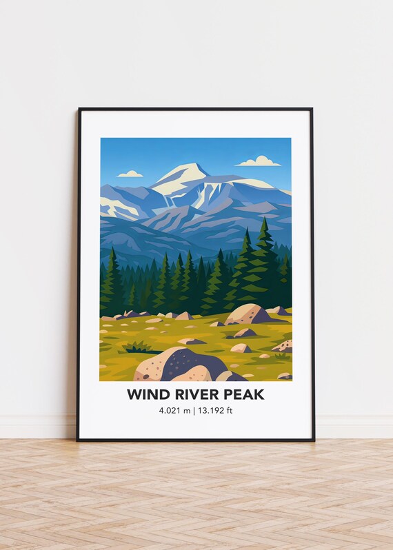 Wind River Peak Poster Mountain Illustration Art