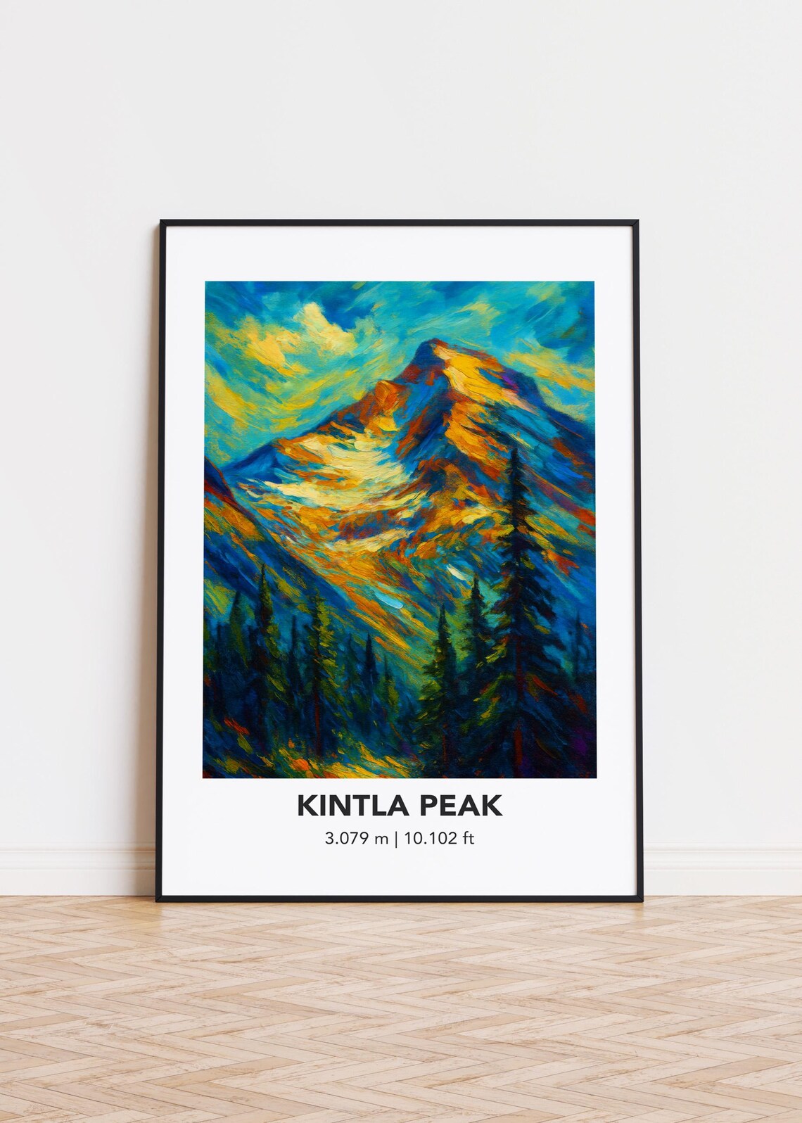Kintla Peak Mountain Modern Oil Painting Art Print
