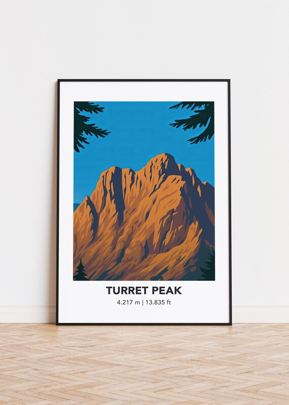 Turret Peak Mountain Illustration Art Print Modern Home Decor