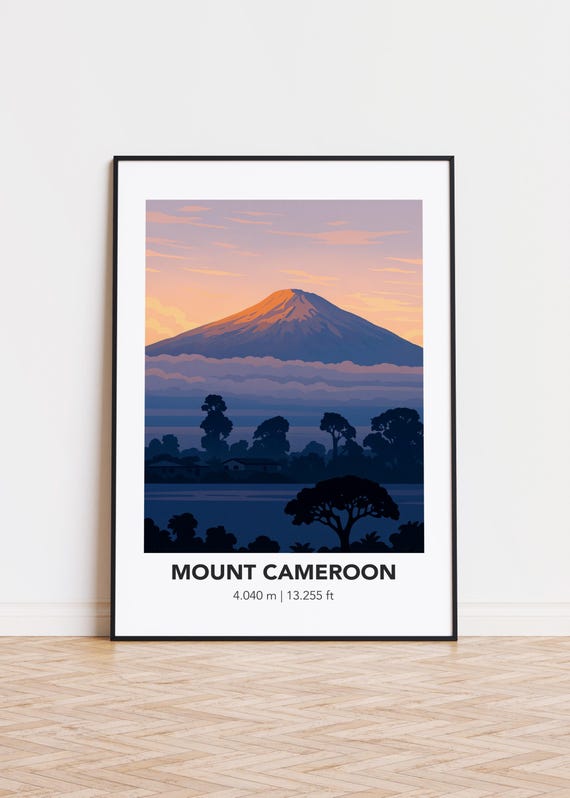 Mount Cameroon Poster, Mountain Illustration