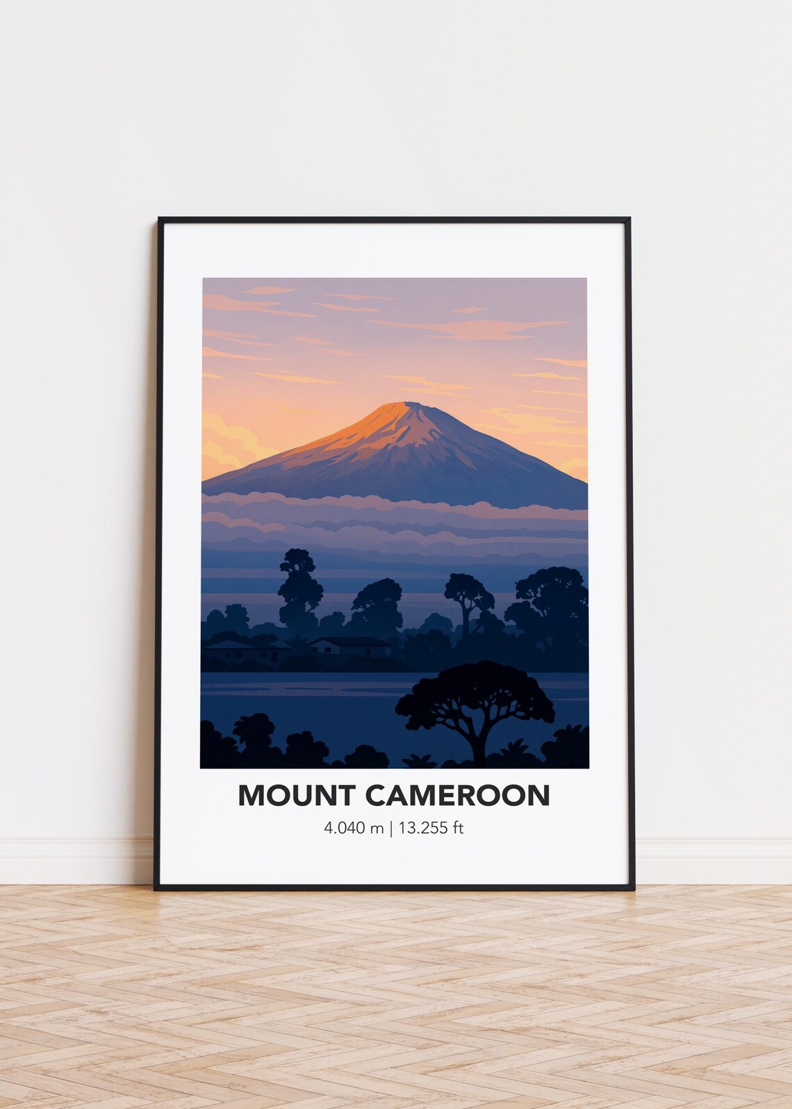 Mount Cameroon Poster, Mountain Illustration