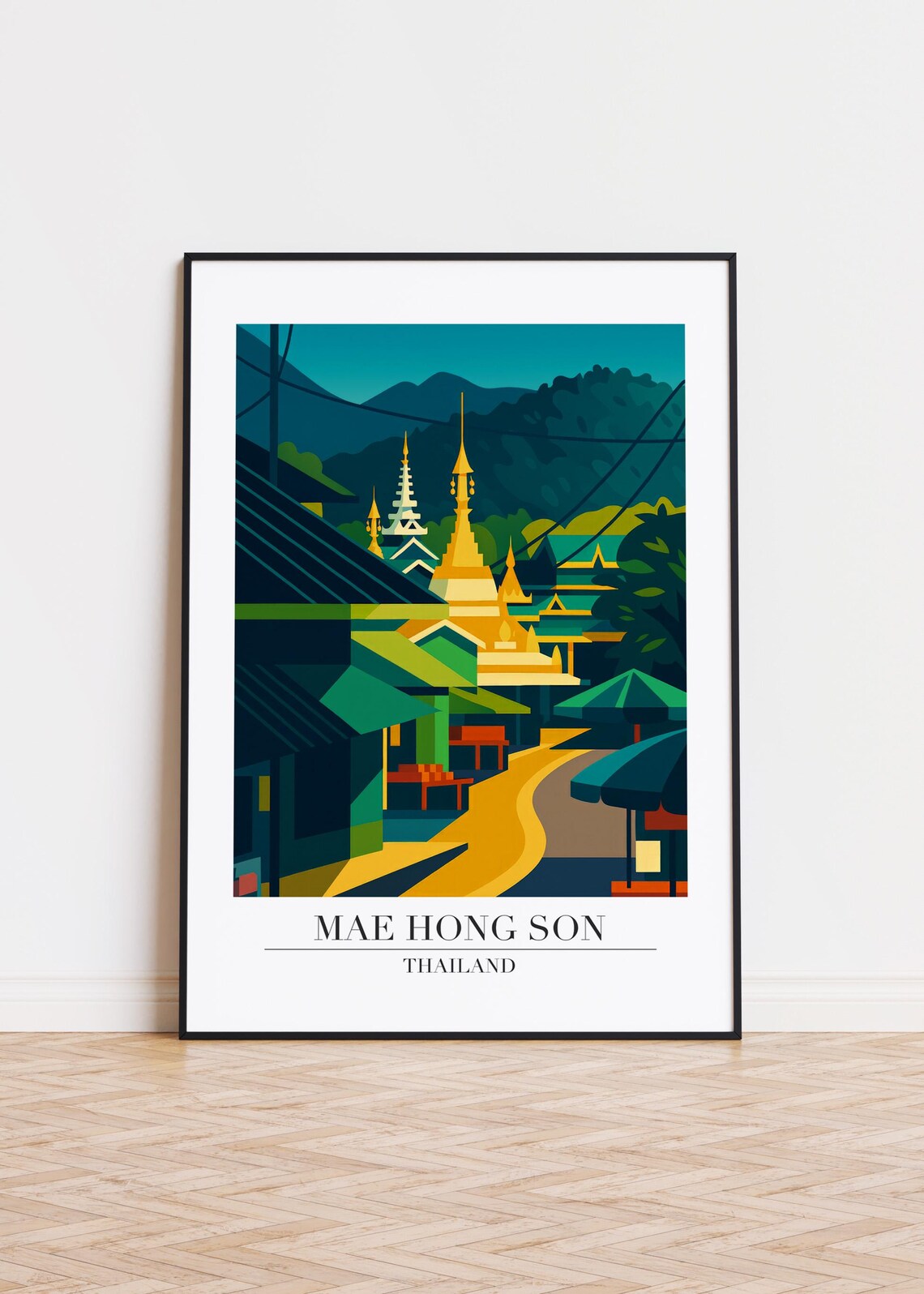 Mae Hong Son Cityscape Modern Travel Poster
