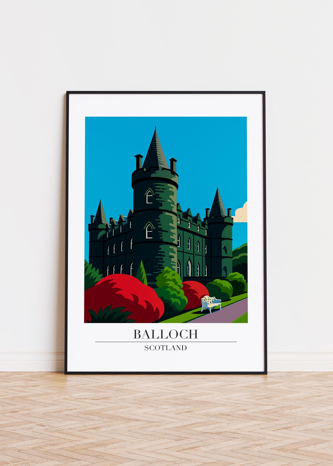 Balloch Scotland Modern City Illustration, Poster Print