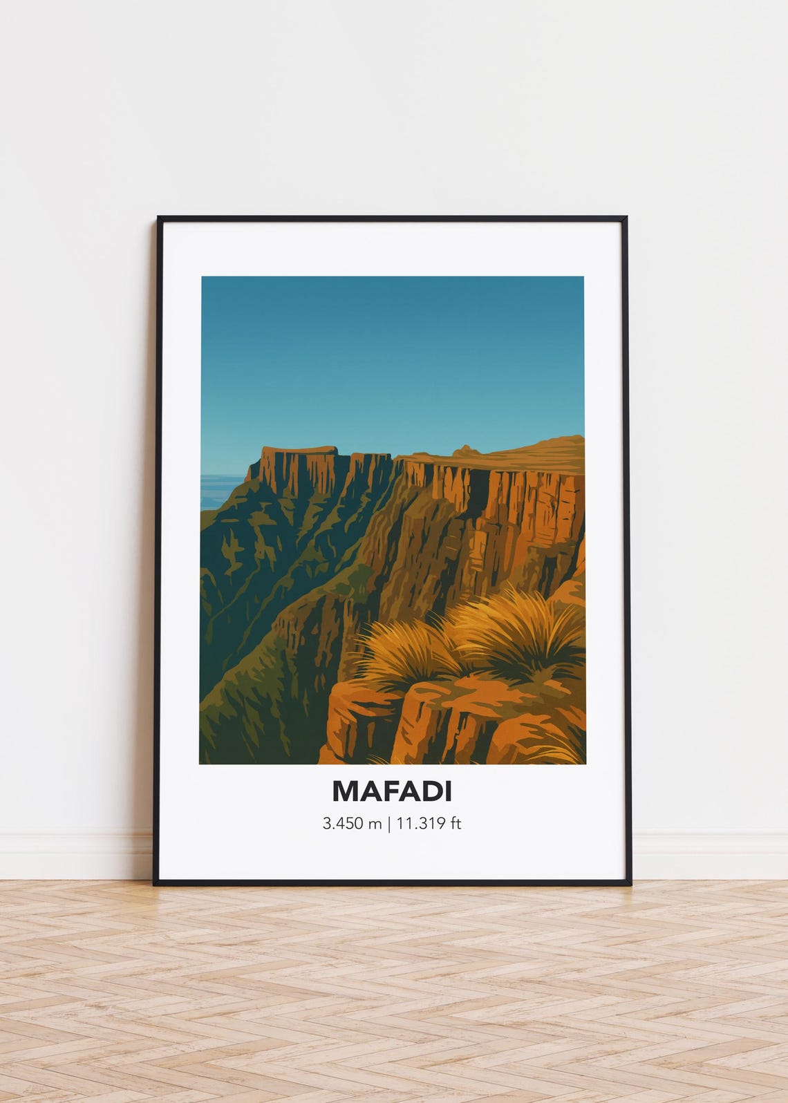 Mafadi Mountain Poster Nature Illustration Hiking Art