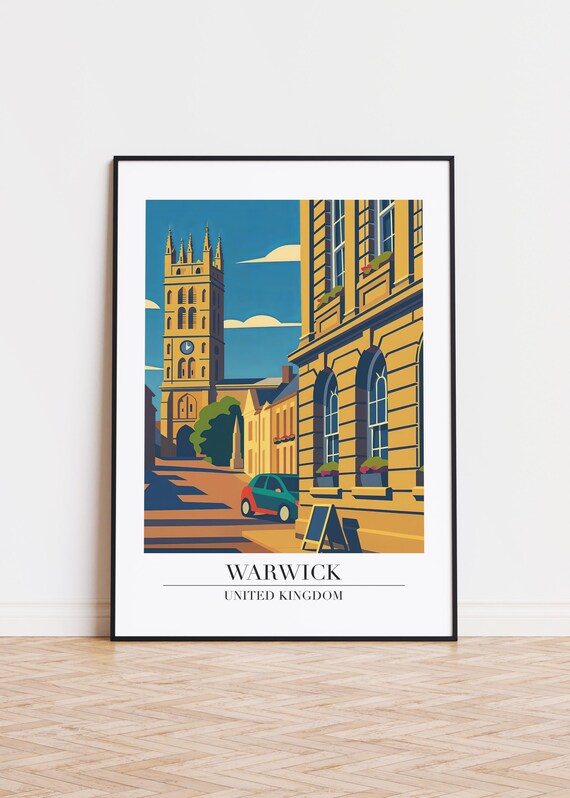 Warwick Illustration Art Print United Kingdom Travel Poster