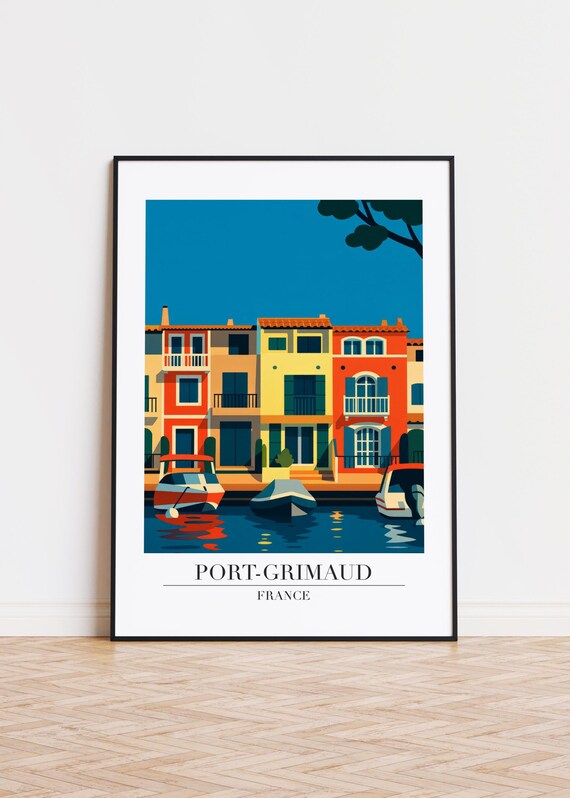 Port Grimaud France Canal Village Colorful Houses Boats Poster