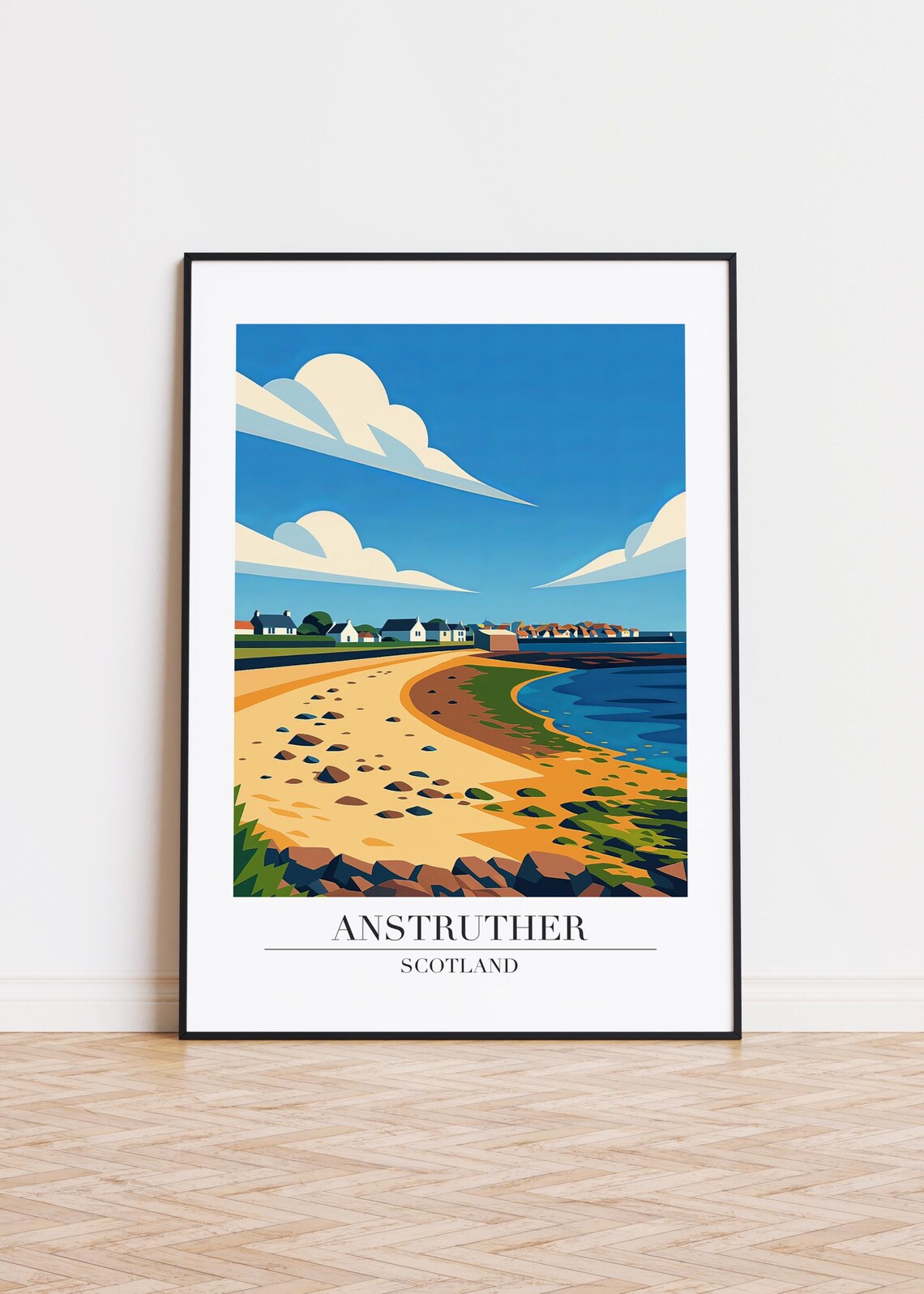 Anstruther Scotland Modern Travel Poster