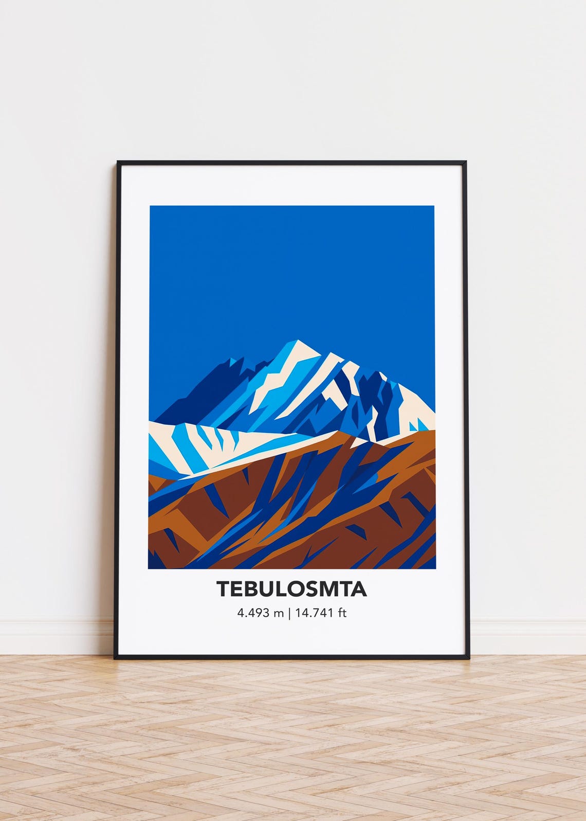 Tebulosmta Snow Capped Peak Brown Rocky Slopes Mountain Poster