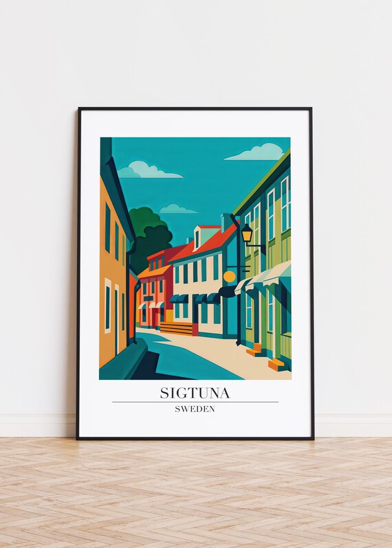Sigtuna Sweden Poster Skyline Illustration Art Print