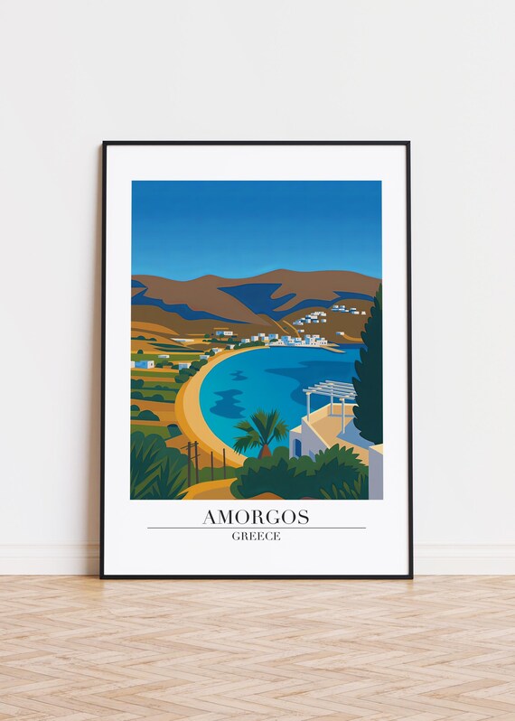 Amorgos Greece Poster Modern Travel Illustration Art
