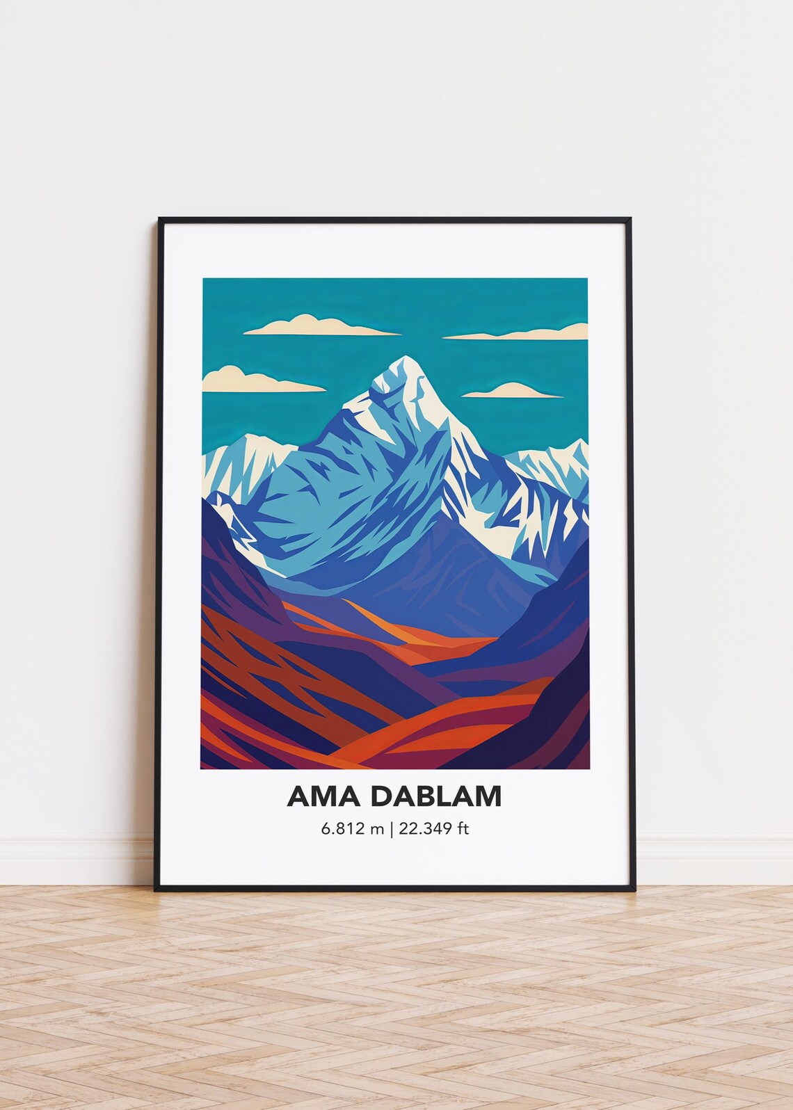 Ama Dablam Mountain Art Print Modern Minimalist Poster