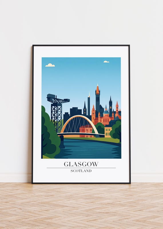 Glasgow Scotland Poster City Skyline Art Print