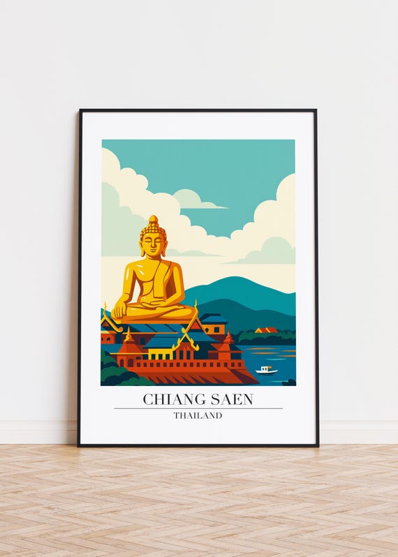 Chiang Saen Cityscape Poster Modern Travel Art Print