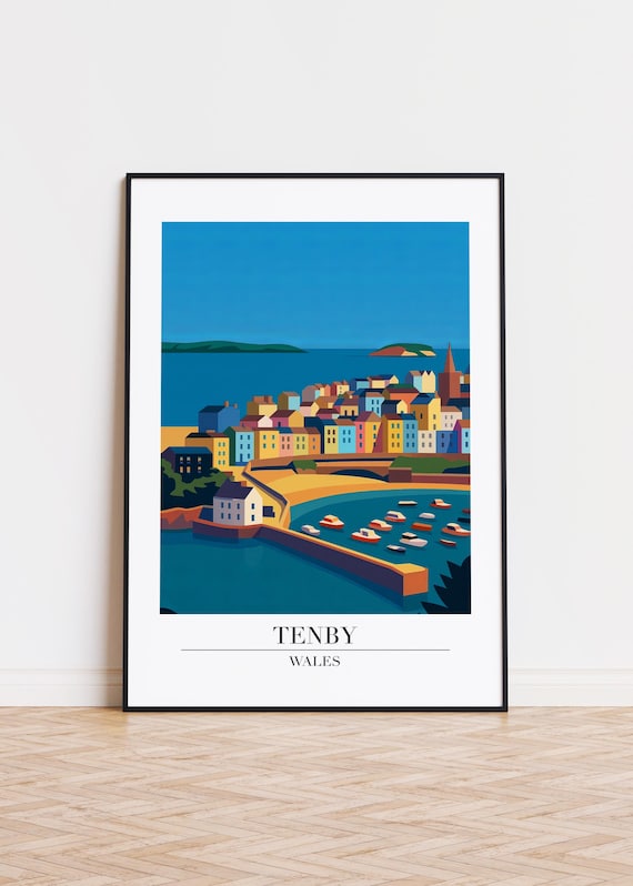 Tenby Wales Poster Modern Illustration Art Print