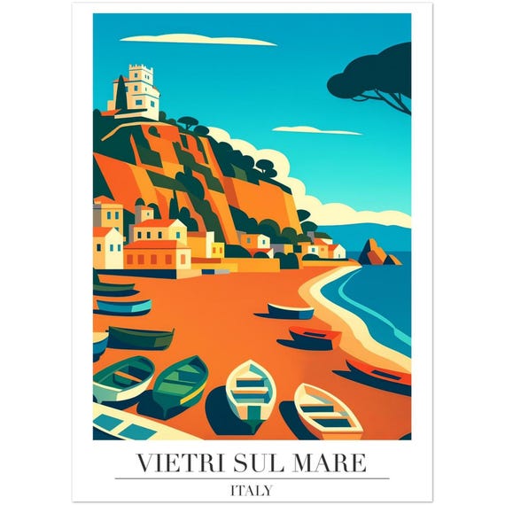 Vietri Sul Mare Italy Poster Coastal City Illustration