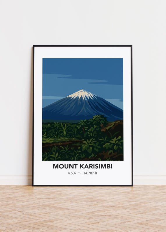 Mount Karisimbi Poster Semigloss Mountain Illustration