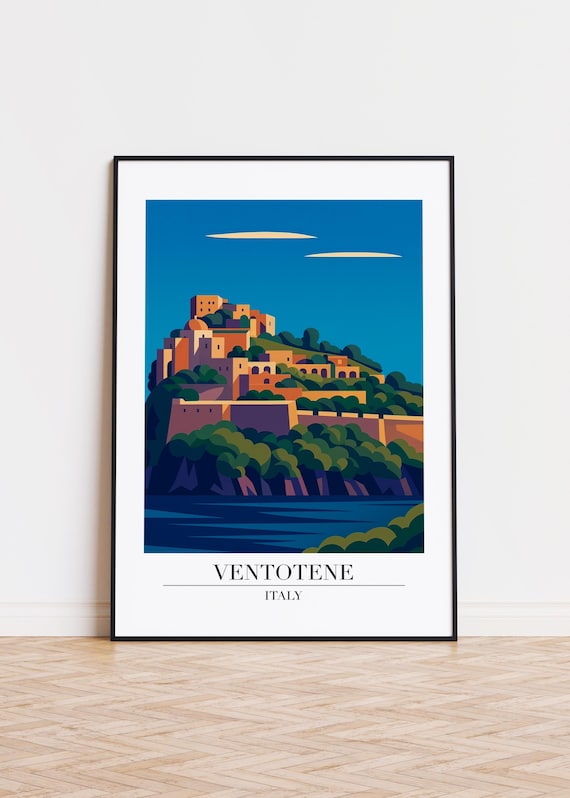 Ventotene Italy Poster Modern Travel Illustration Art
