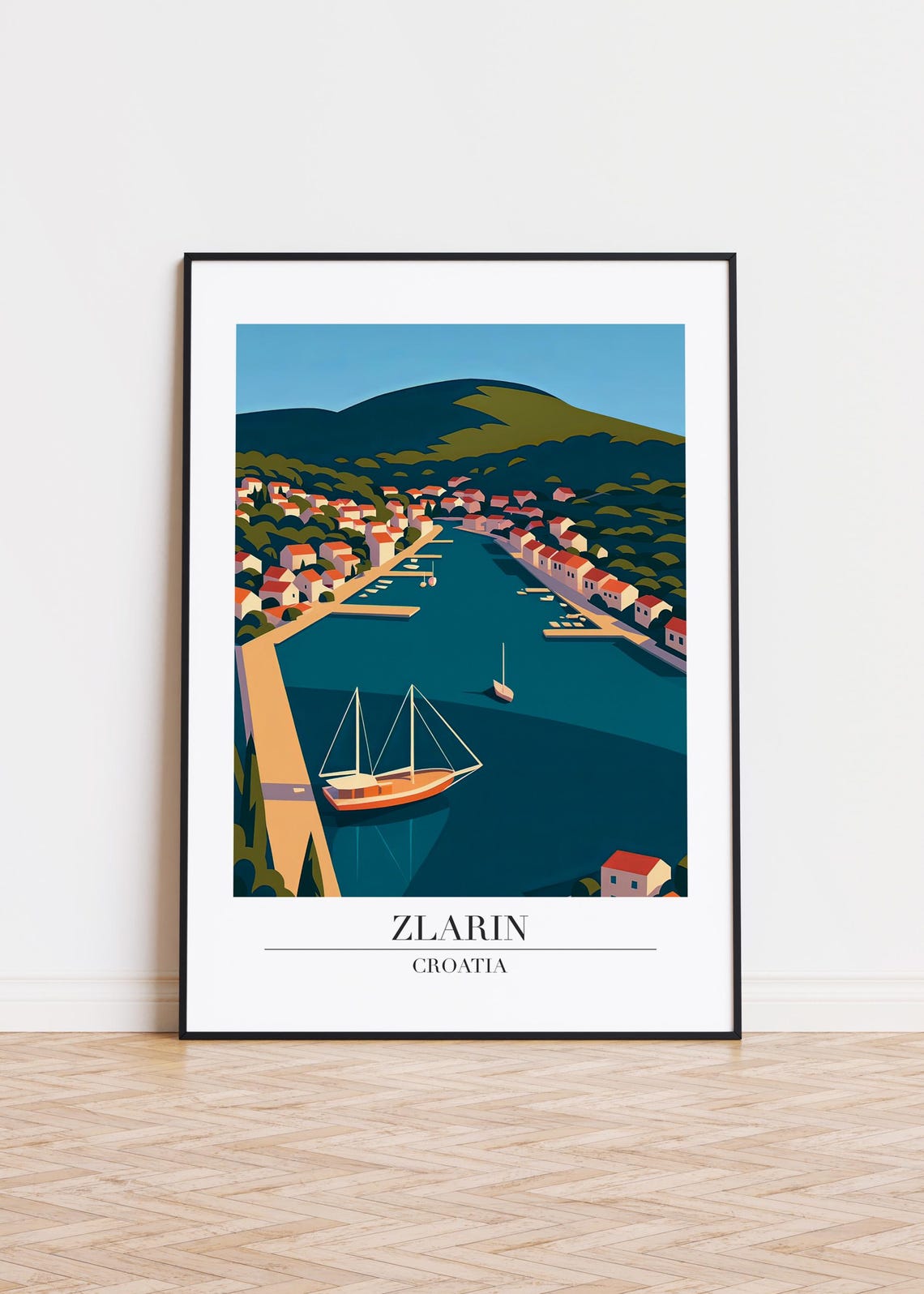 Zlarin Croatia Modern Travel Poster