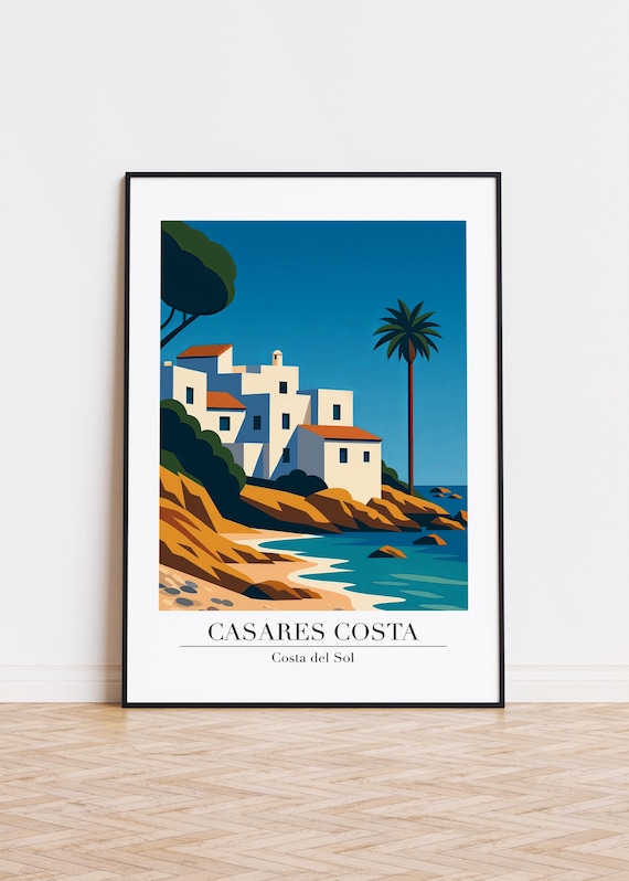 Casares Costa Costa del Sol Retro White Village Palm Coast Poster