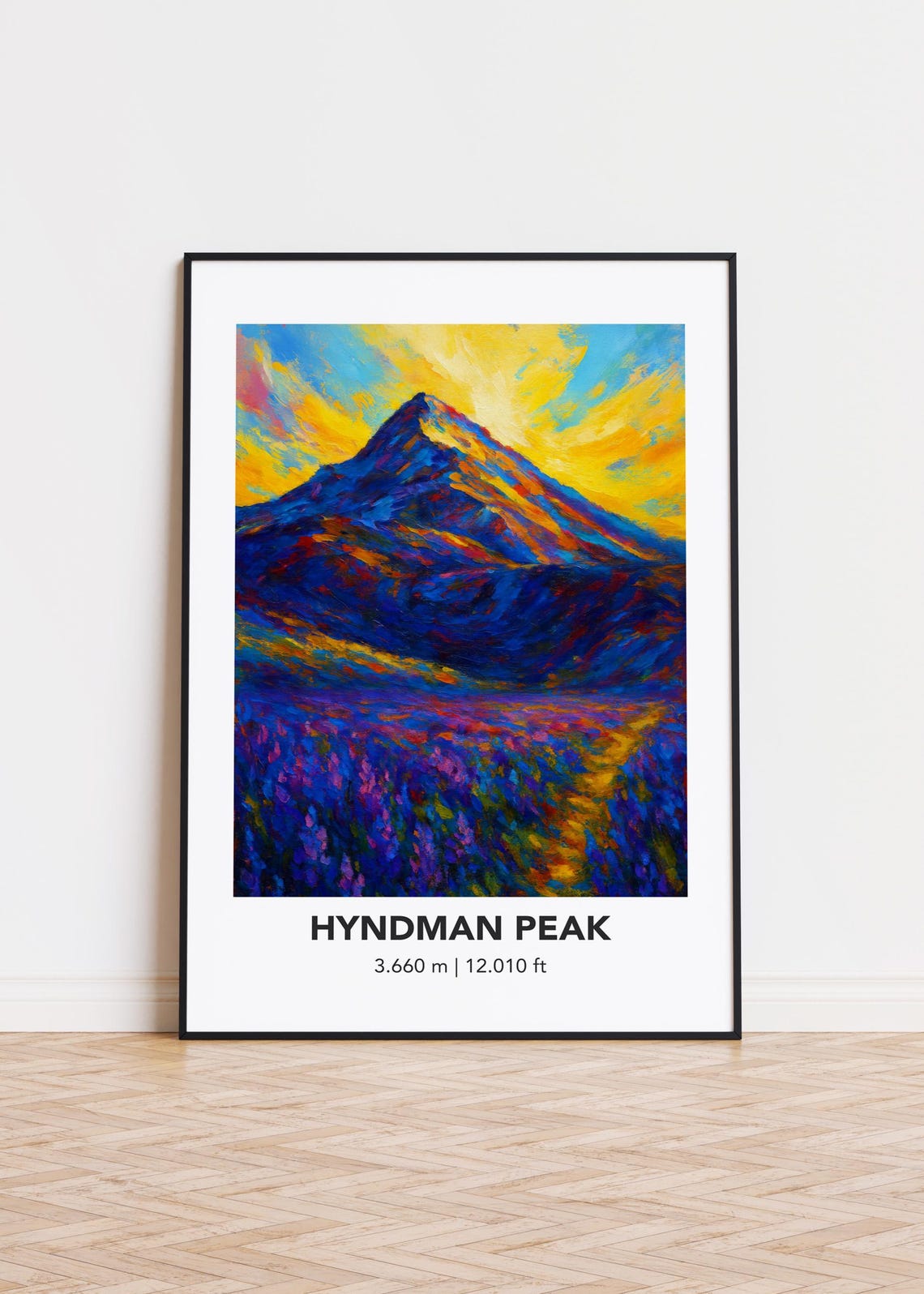 Hyndman Peak Vibrant Sunset Mountain Oil Painting Modern Poster