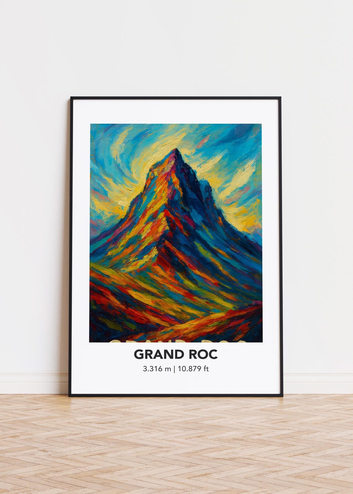 Grand Roc Sharp Peak Colorful Oil Painting Style Mountain Poster