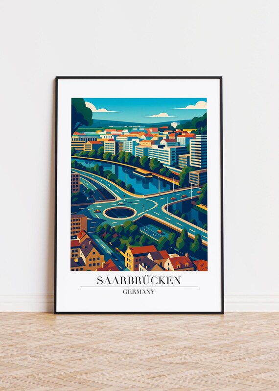 Saarbrcken Germany Poster Modern City Illustration Art
