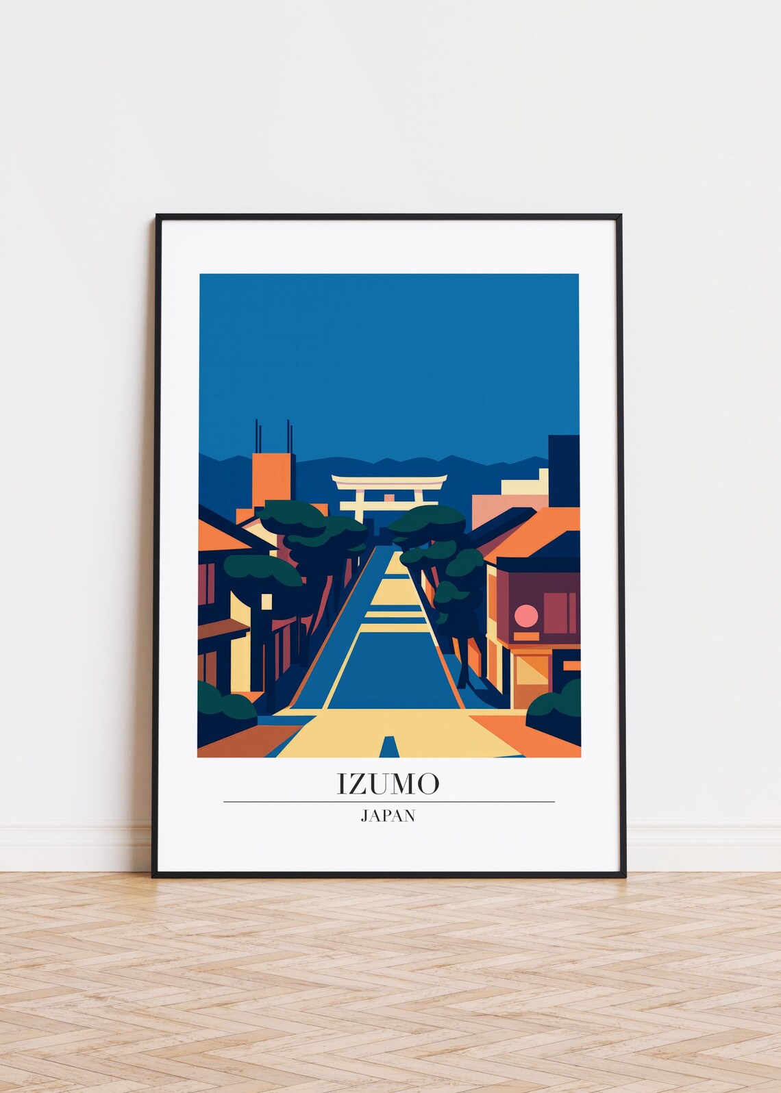 Izumo Japan Shrine Torii Gate Street Evening Travel Art Poster
