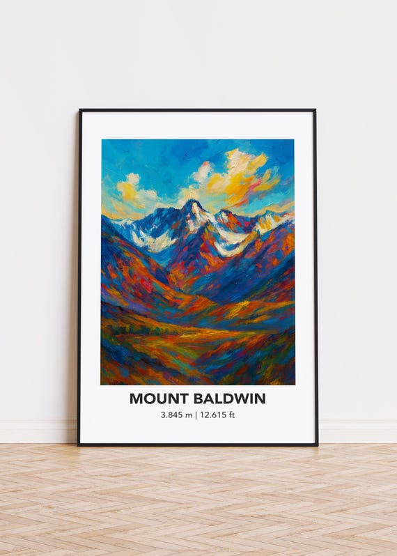 Mount Baldwin Poster Mountain Print Modern Oil Painting Style Art