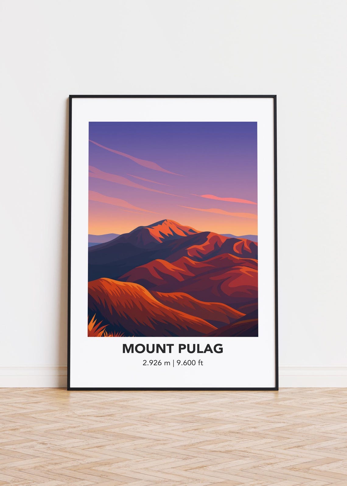 Mount Pulag Poster Mountain Print Modern Minimalist Art