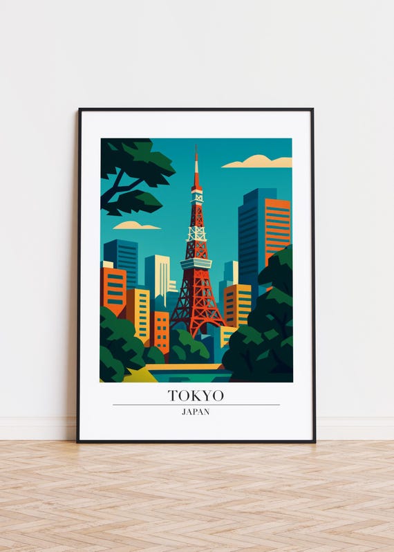 Tokyo Cityscape Poster Modern Illustration Art Print