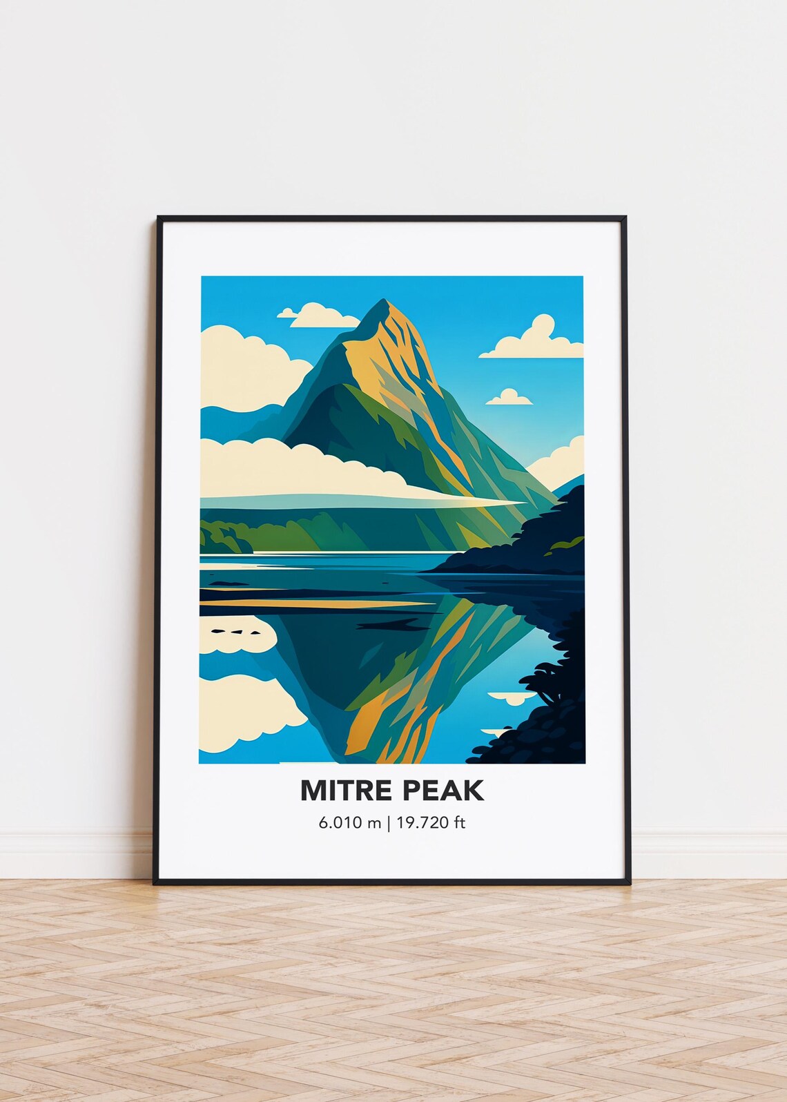 Mitre Peak Art Print Minimalist Mountain Illustration