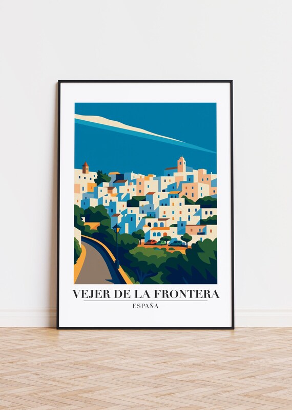 Vejer De La Frontera Spain Whitewashed Hill Town Travel Poster