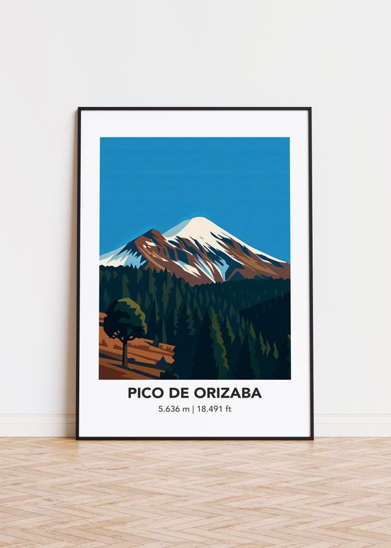 Pico De Orizaba Art Print Mountain Illustration Poster