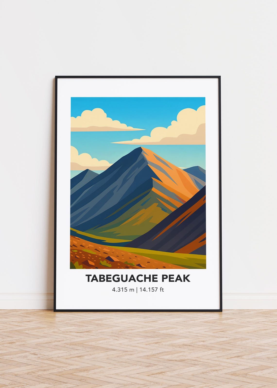 Tabeguache Peak Colorado Sunset Slopes Illustration Travel Poster Art