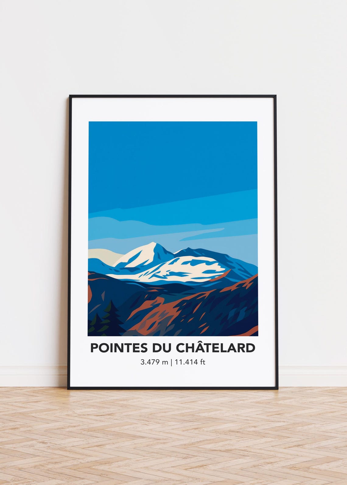 Pointes Du Chtelard Mountain Art Print Modern Minimalist Poster
