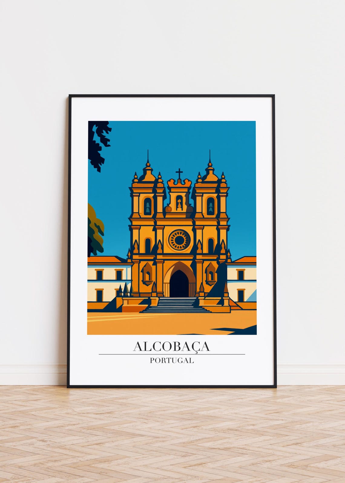 Alcobaça Portugal Golden Baroque Church Facade Architecture Poster