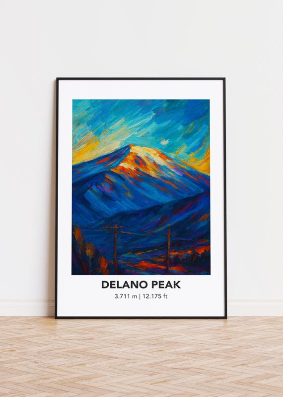 Delano Peak Poster Mountain Print Modern Oil Painting Style Art