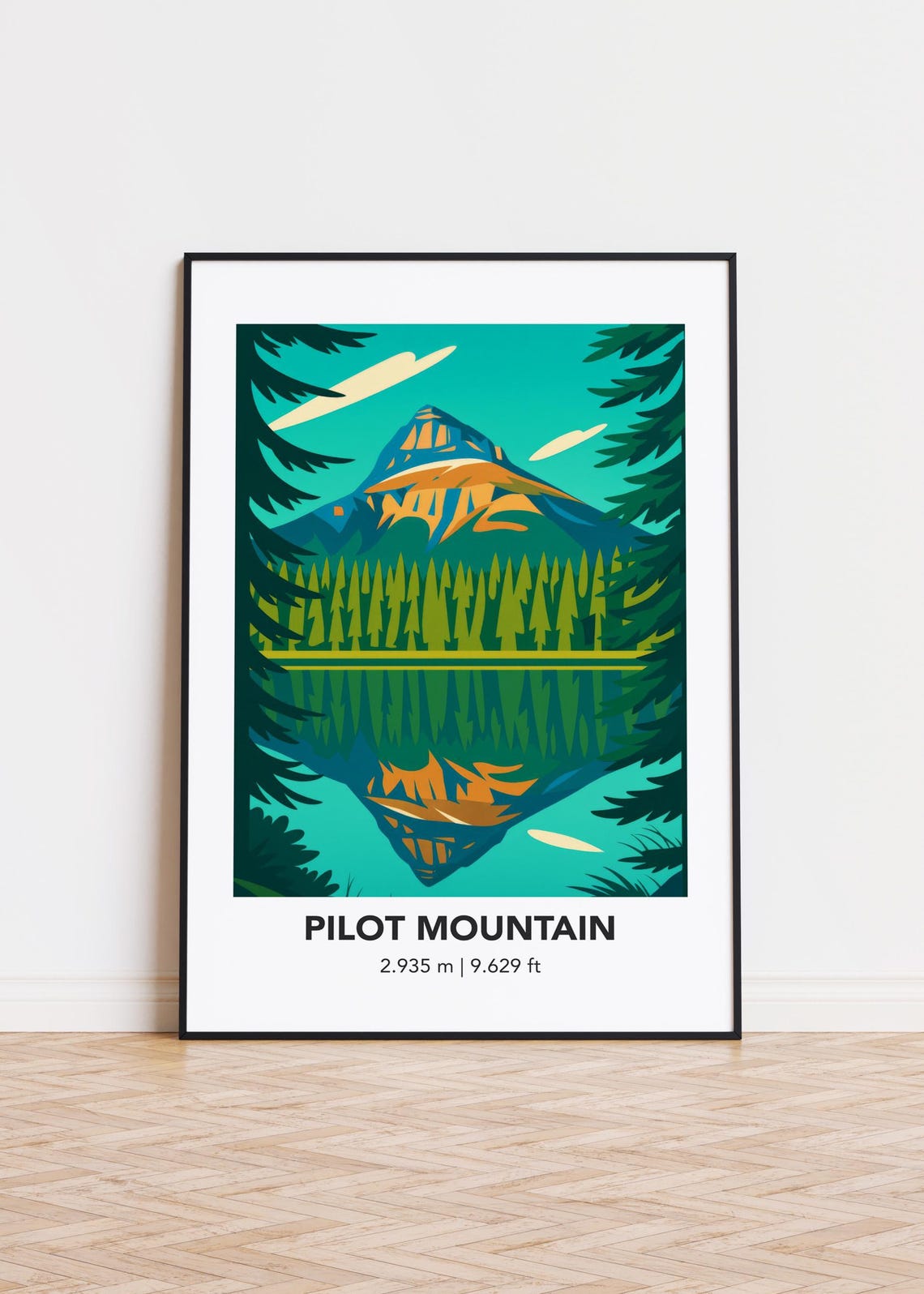 Pilot Mountain Poster Print Modern Minimalist Art