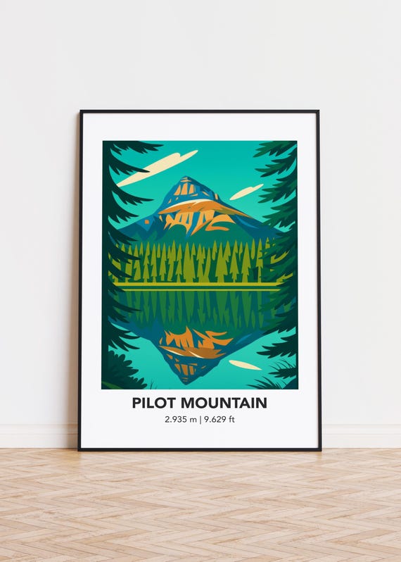 Pilot Mountain Poster Print Modern Minimalist Art