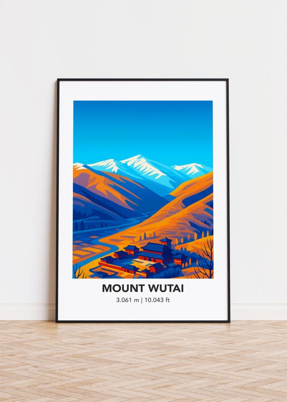 Mount Wutai Poster Modern Mountain Illustration Art Print