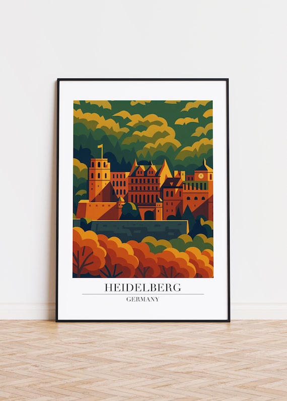 Heidelberg Germany Poster City Illustration Art Print