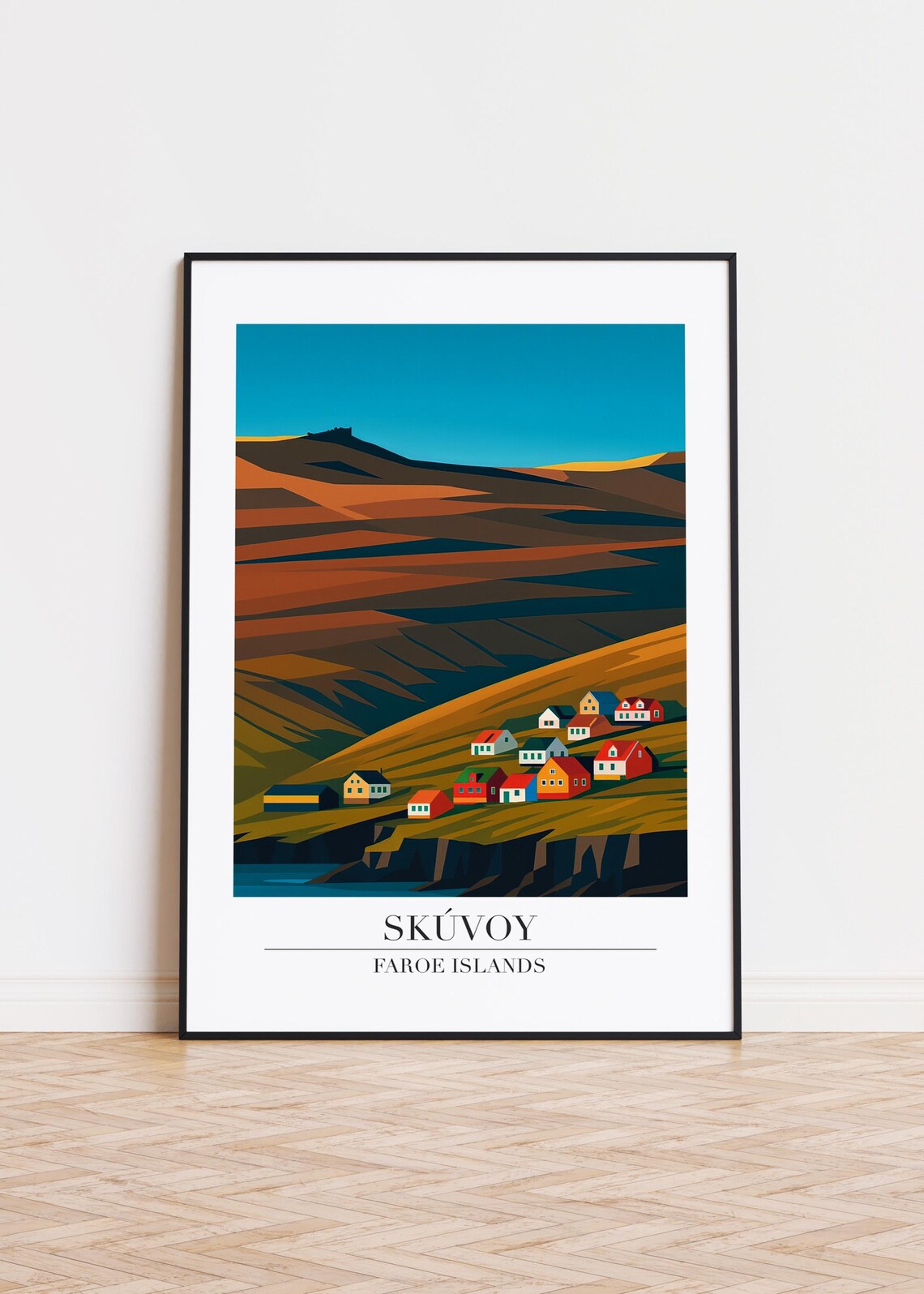 Skvoy Faroe Islands Poster Minimalist Travel Art Print
