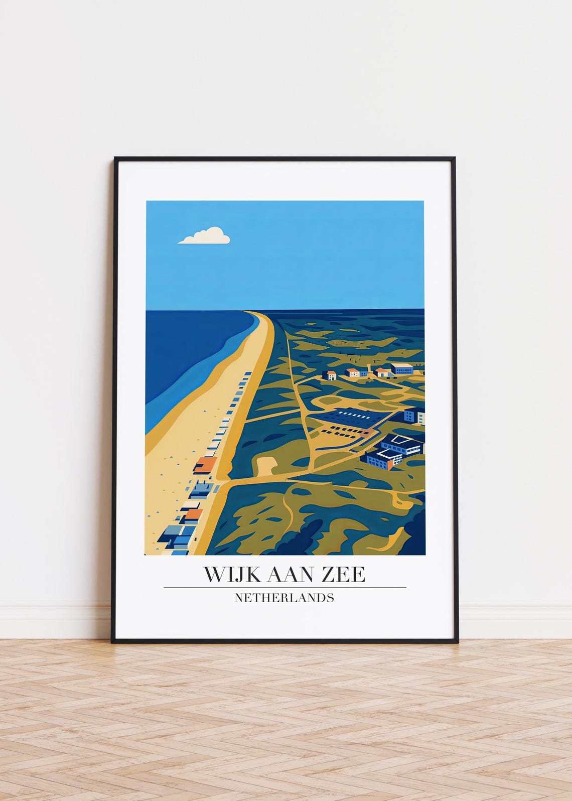 Wijk aan Zee Netherlands Travel Poster Beach Dunes Coast Artwork