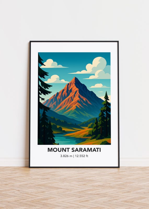 Mount Saramati Art Print Minimalist Mountain Illustration
