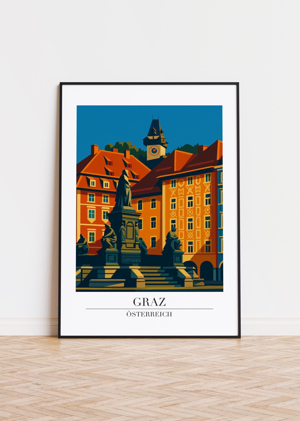 Graz Austria Modern City Illustration Poster