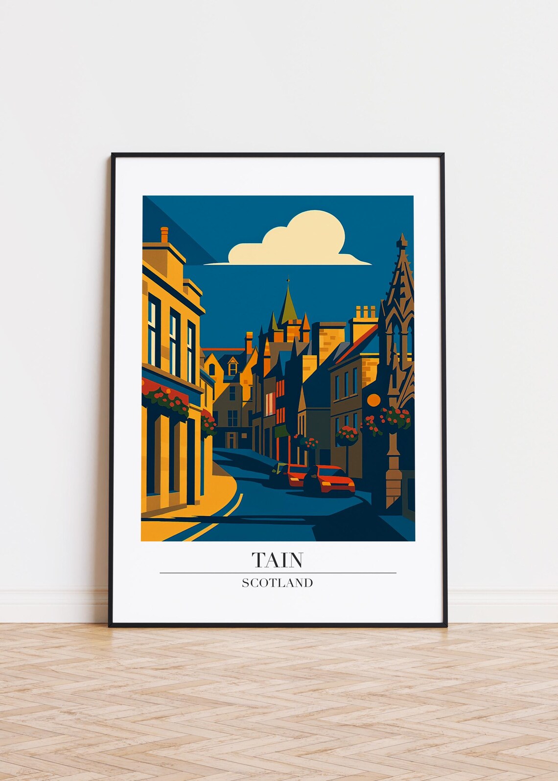 Tain Scotland Modern City Illustration, Poster