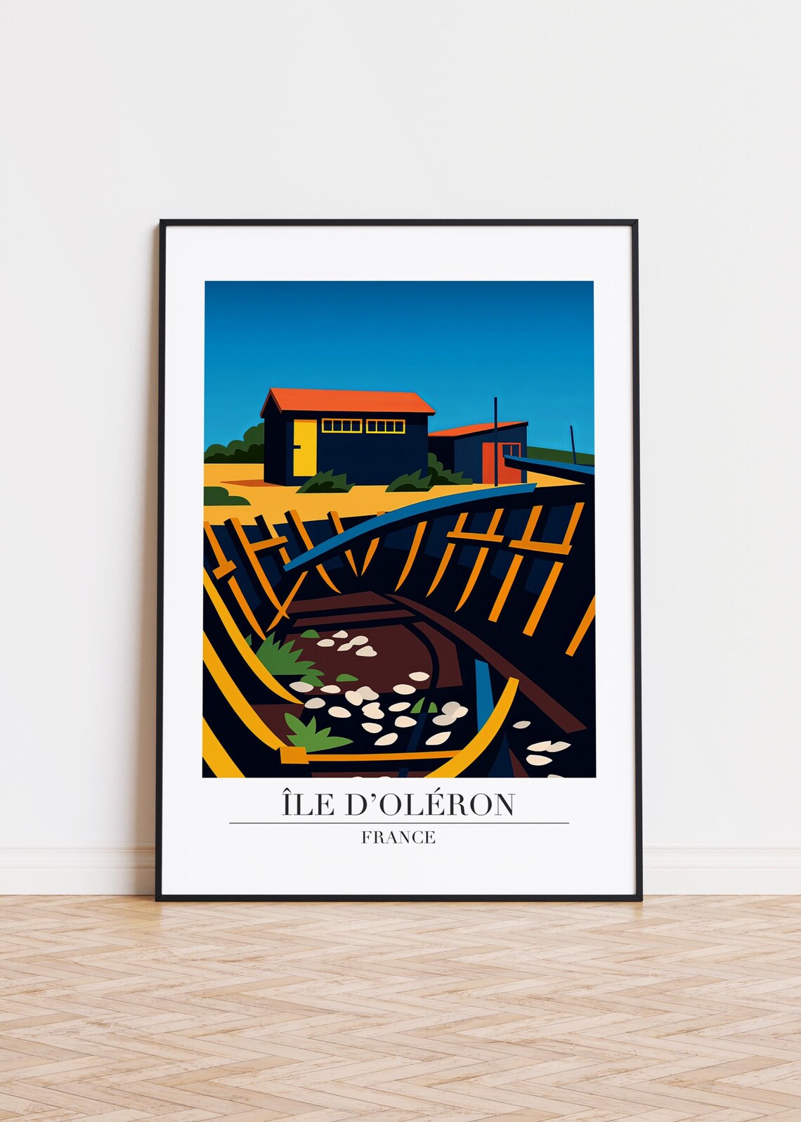 Ile dOleron France Boat Hull Art Poster Wooden Barge Oyster Shells Coast