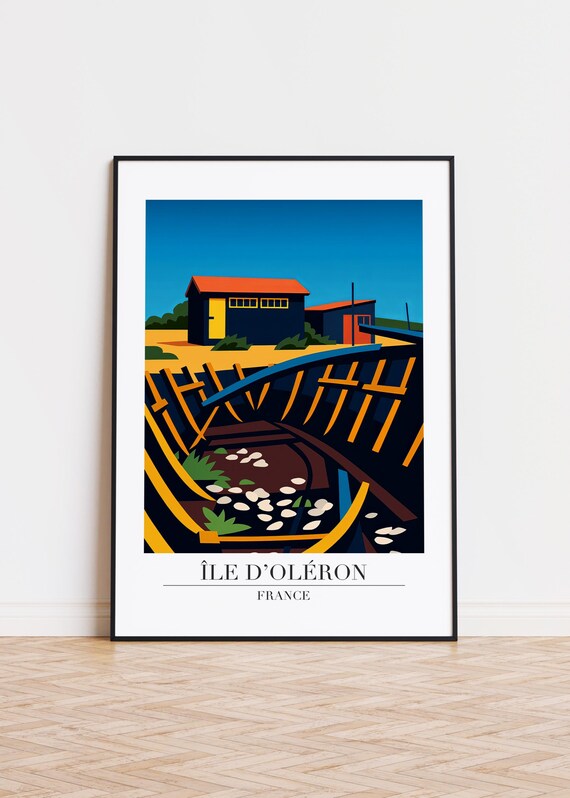 Ile dOleron France Boat Hull Art Poster Wooden Barge Oyster Shells Coast